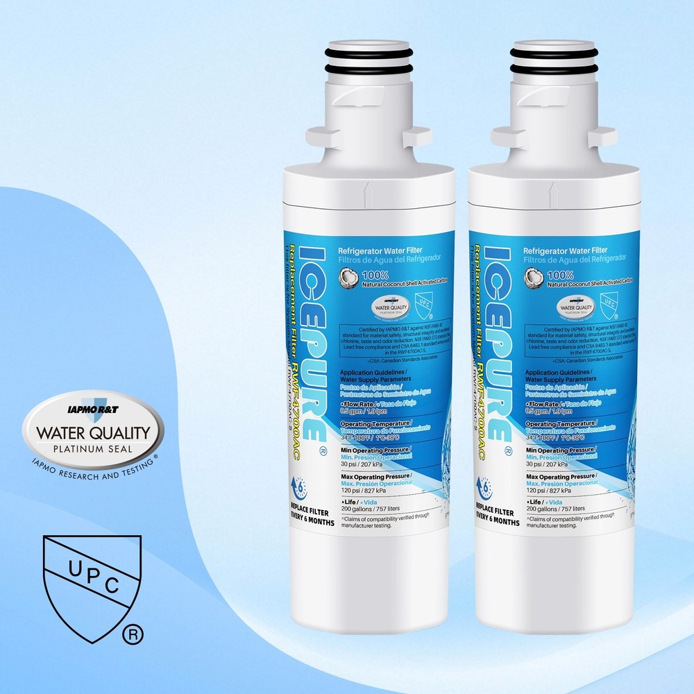 2 PACK Fit For LG LT1000P MDJ64844601,ADQ74793501 Water Filter Cartridge Icepure