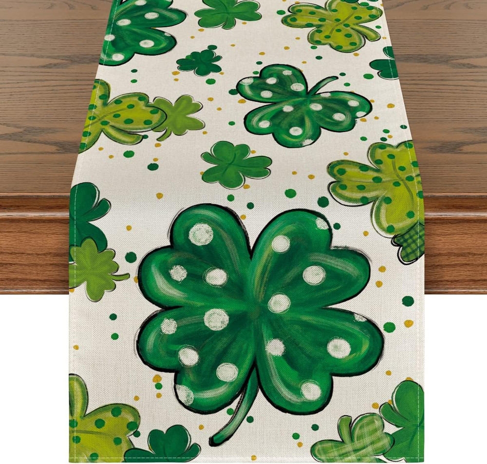 St. Patrick'S Day Decorations Shamrock Lucky Charm Table Runner Gift 13"X72"