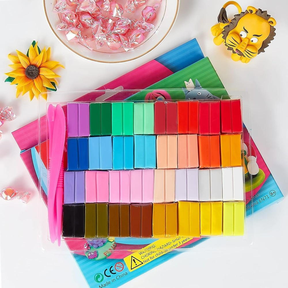 Reusable & Blendable Polymer Clay Set - 32 Colors for Endless Creativity