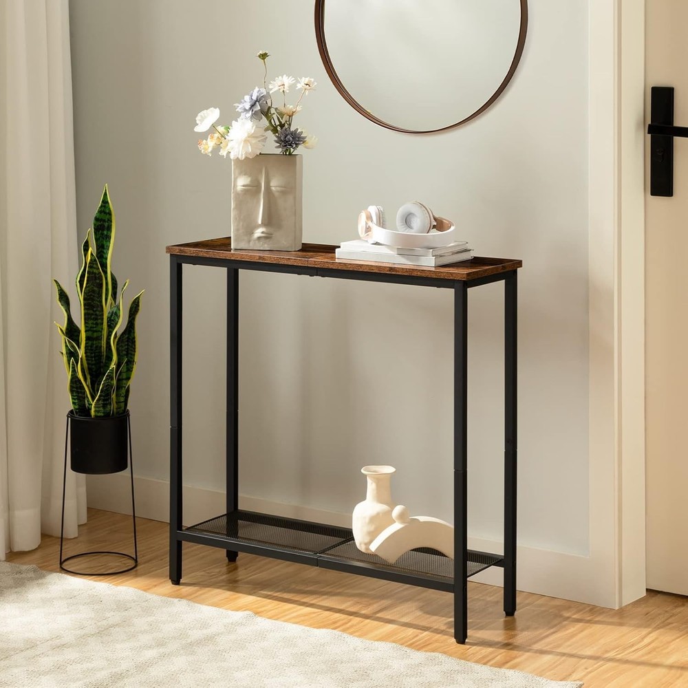29.5" Narrow Console Table, Small Entryway Table with Shelf, 2 Tier Thin