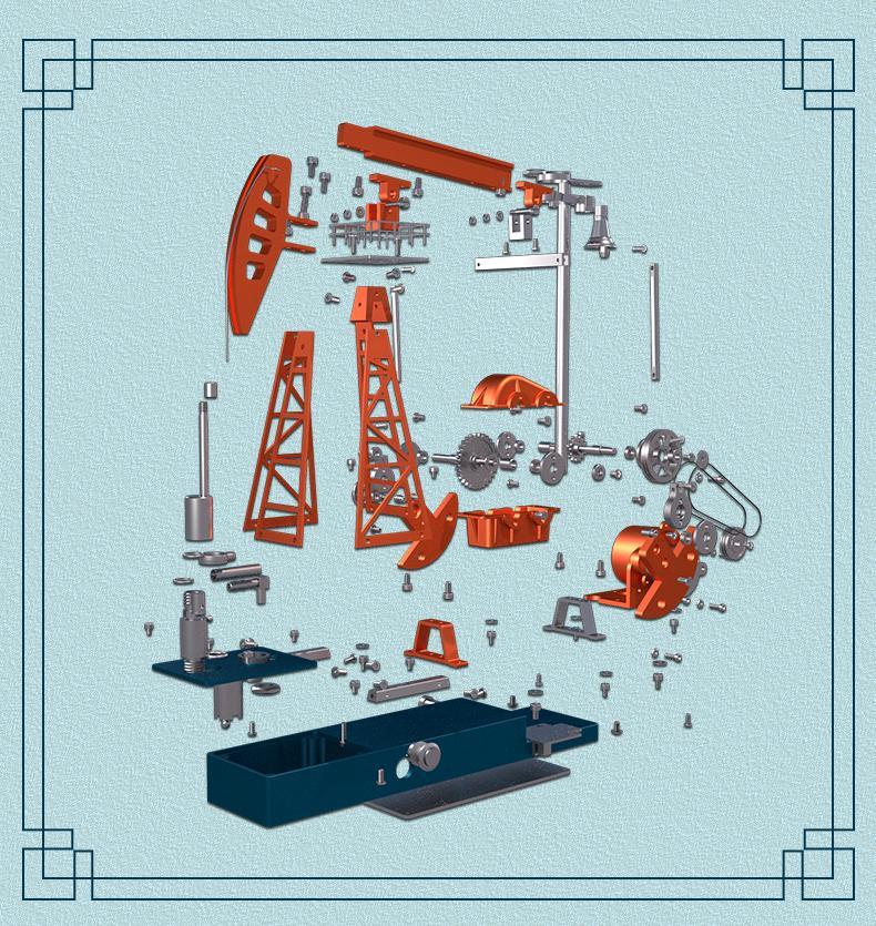 Metal TECHING Electric Oil Pumping Unit High Simulation DIY Assembly Model Kit