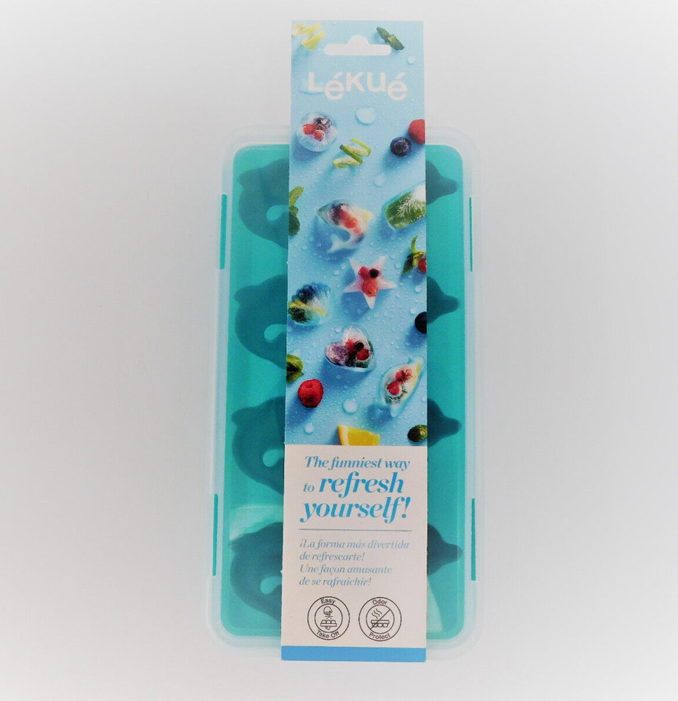 Lekue Dolphin Shape Ice Cube Tray with Lid - New