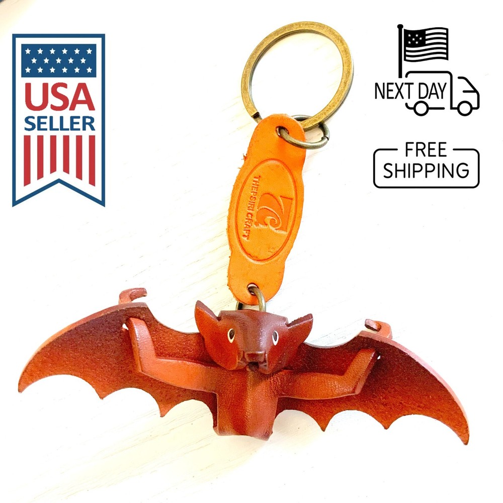 Bat Handmade Leather Keyring