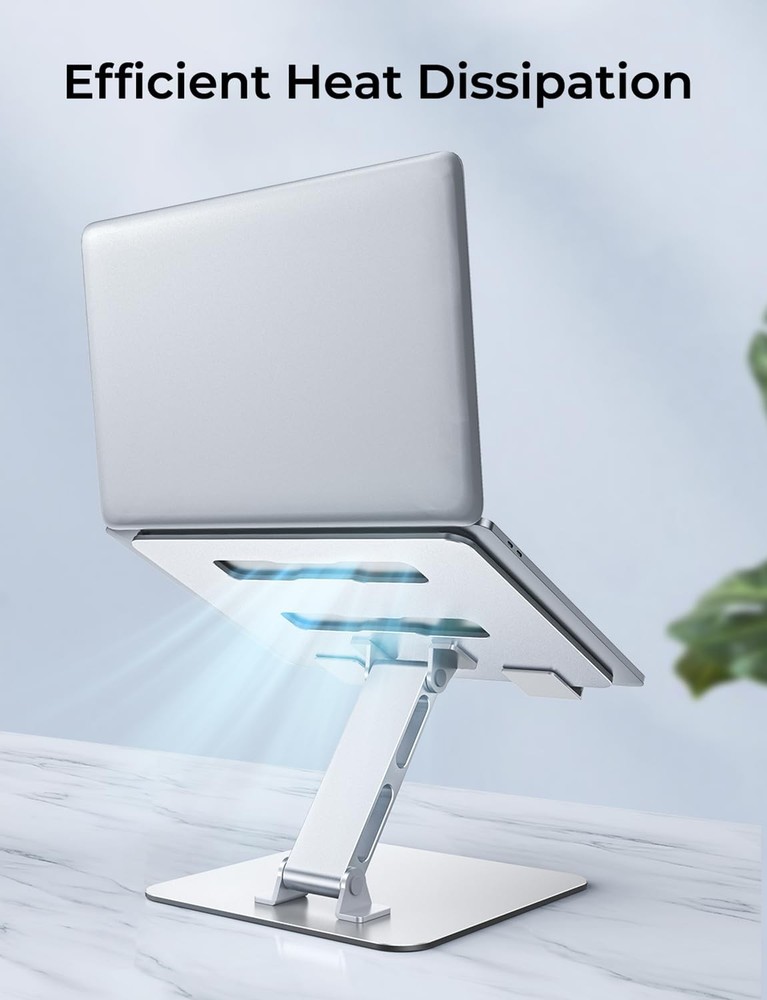 Niweya Adjustable Ergonomic Laptop Stand for Desk, Foldable Computer Silver
