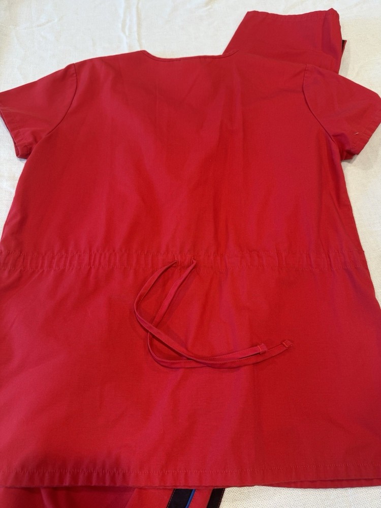 Cherokee Studio Red Scrubs Set Top and Pants