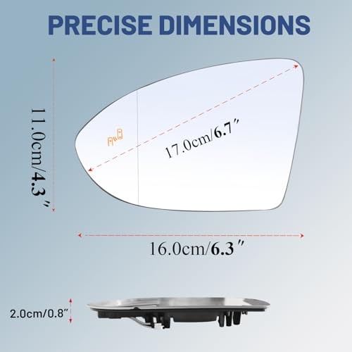 Driver Left Side Mirror Glass - Compatible with VW Vehicles - 2016 Driver Side