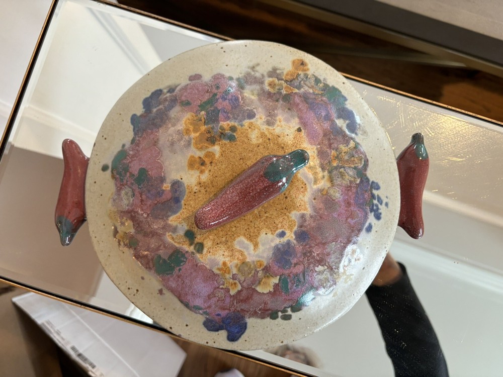 Fun Ceramic Tortilla Warming Dish With Pepper Handles