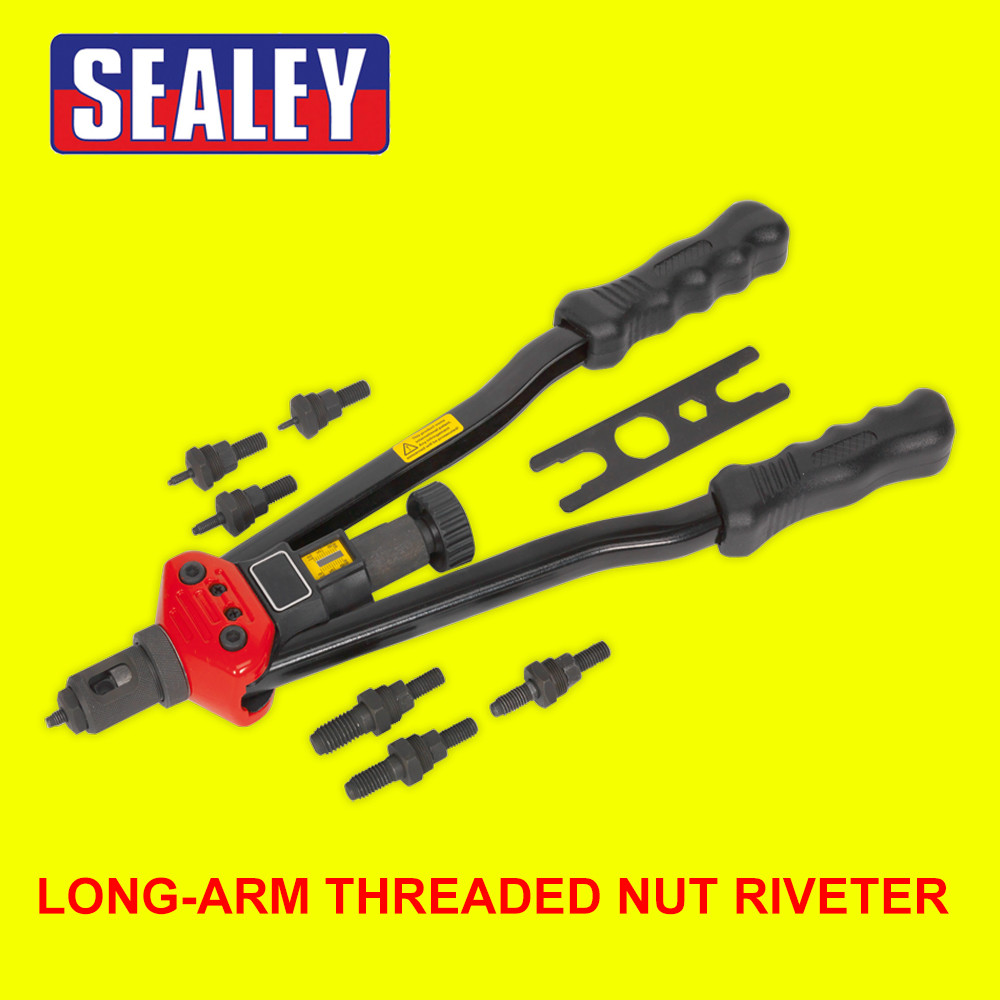 Sealey Long Arm Threaded Nut/Rivnut Riveter/Riveting Insert Kit M3-M12 AK3985