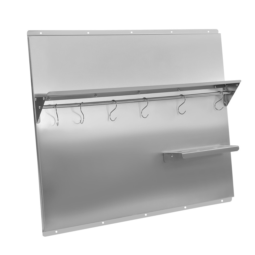 Range Backsplash Range Hood Wall Shield Splash Plate Stainless w/ Storage Shelf