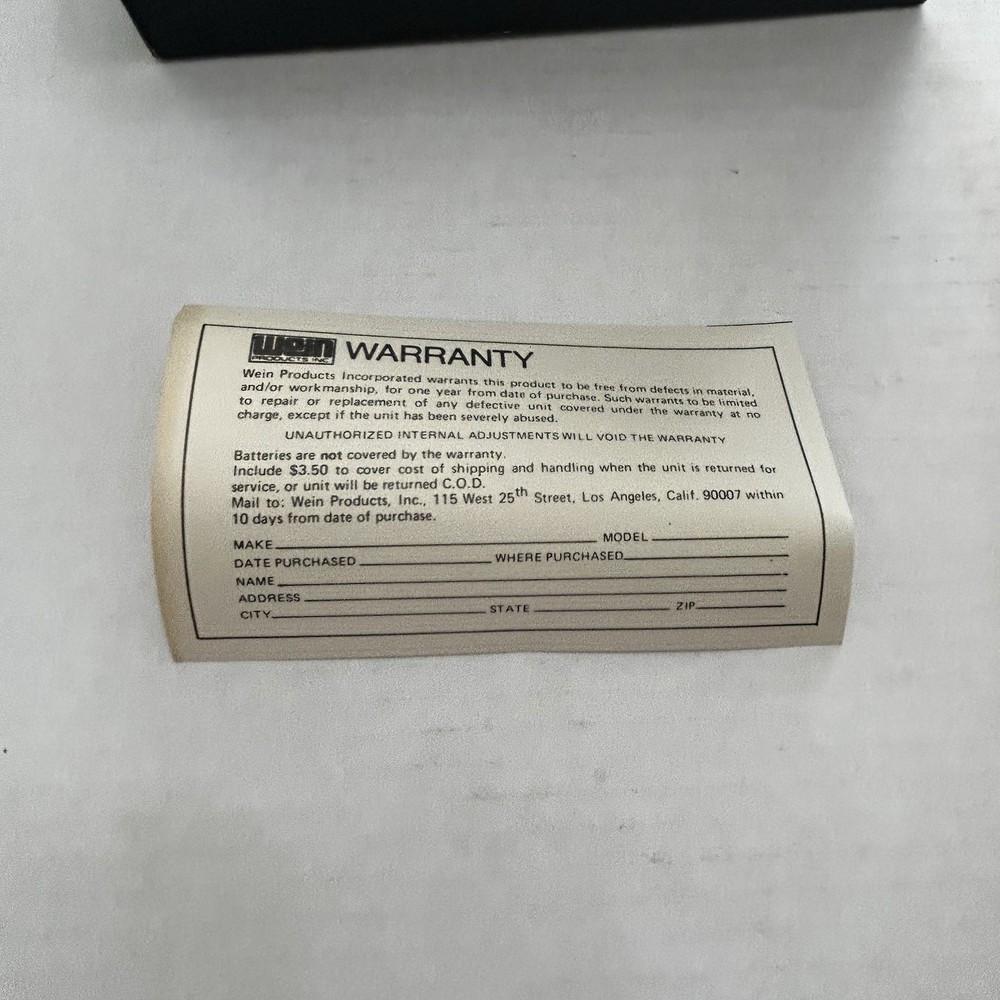 Wein WP/500B flash meter. NOS. With instructions, box & new battery.