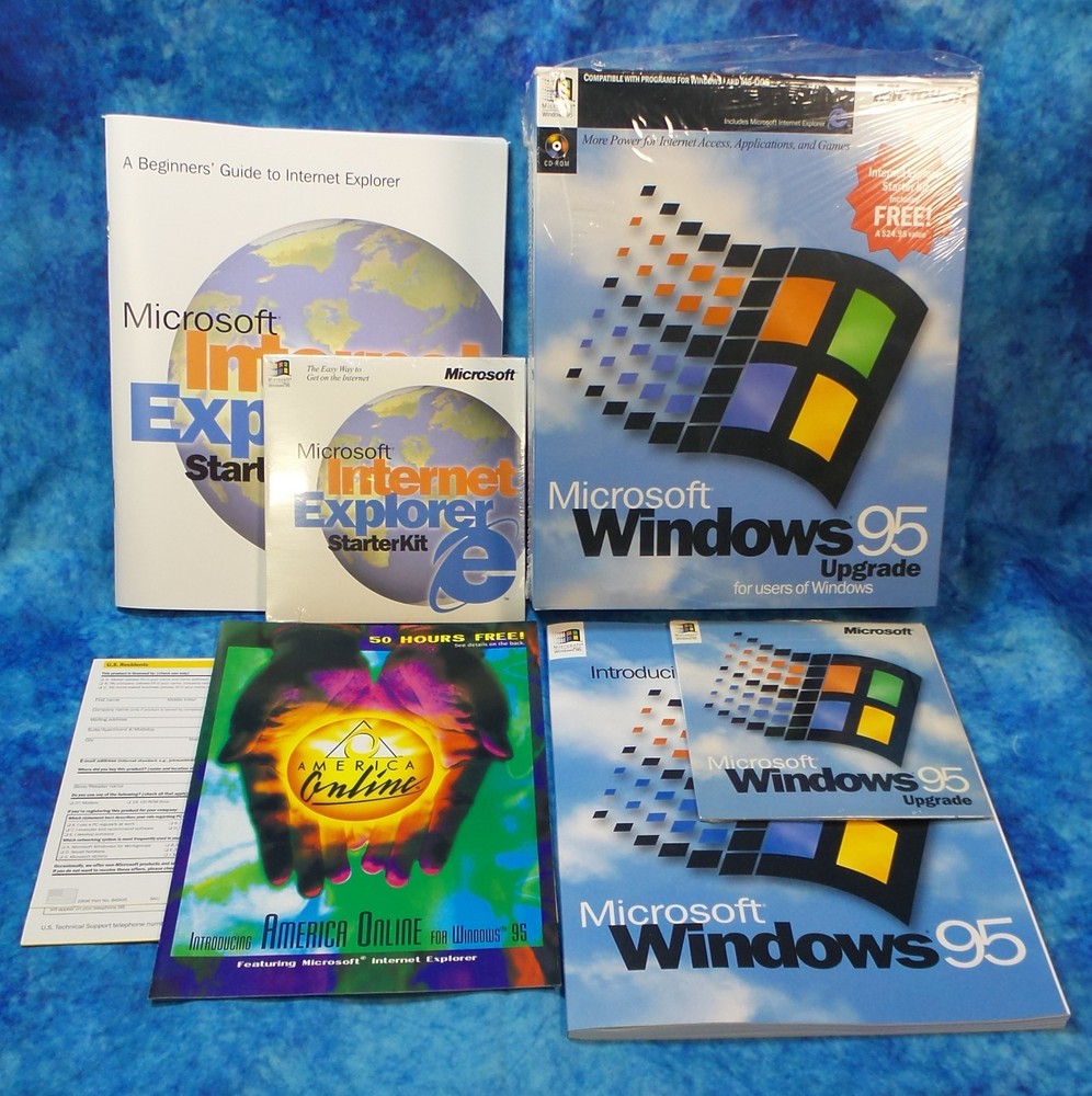Microsoft Windows 95 Upgrade CD Box version w/ CD & Key & IE Starter Kit, AOL