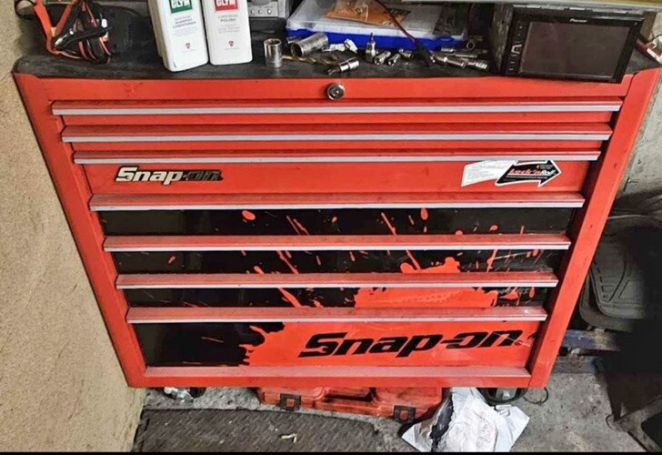 Decals Only Snap On Tools 40" Roll Cab ToolBox  Graphics Red Paint Splash Plates