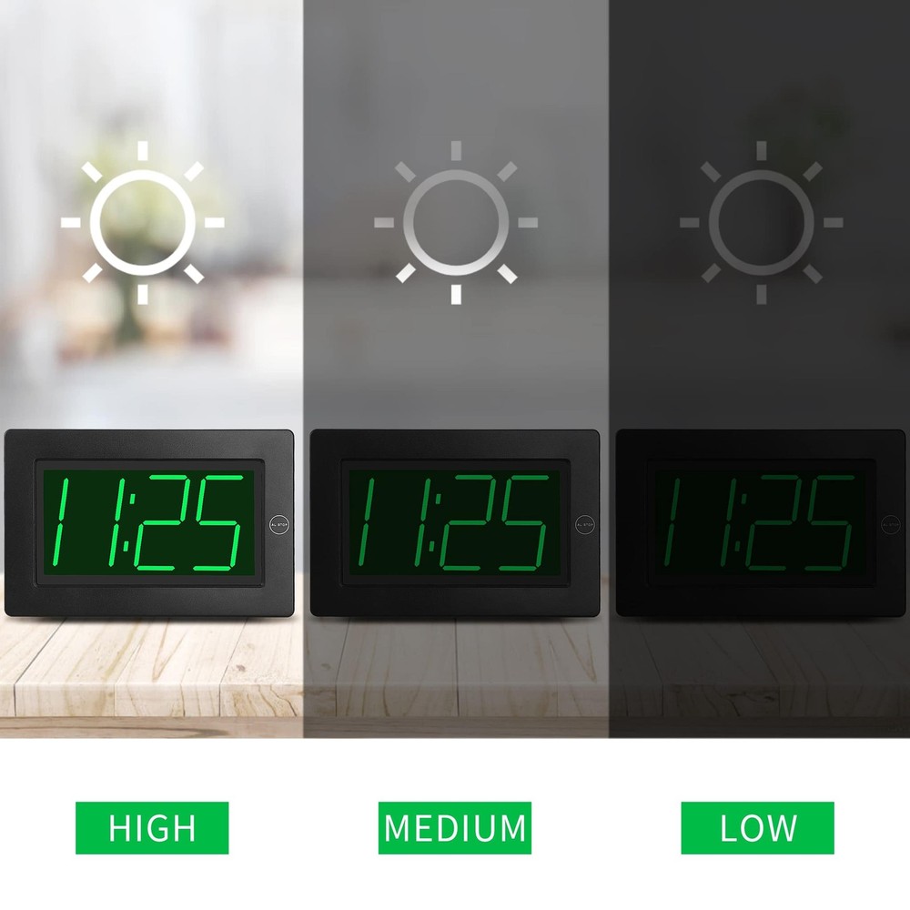 KWANWA Alarm Clock, Wall Clock, Digital Clock, 3" LED Digit Display, Battery Ope