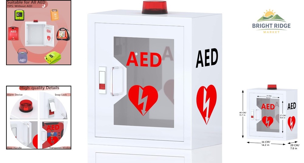 Durable Steel AED Cabinet with Secure Lock and Visual Identification Window