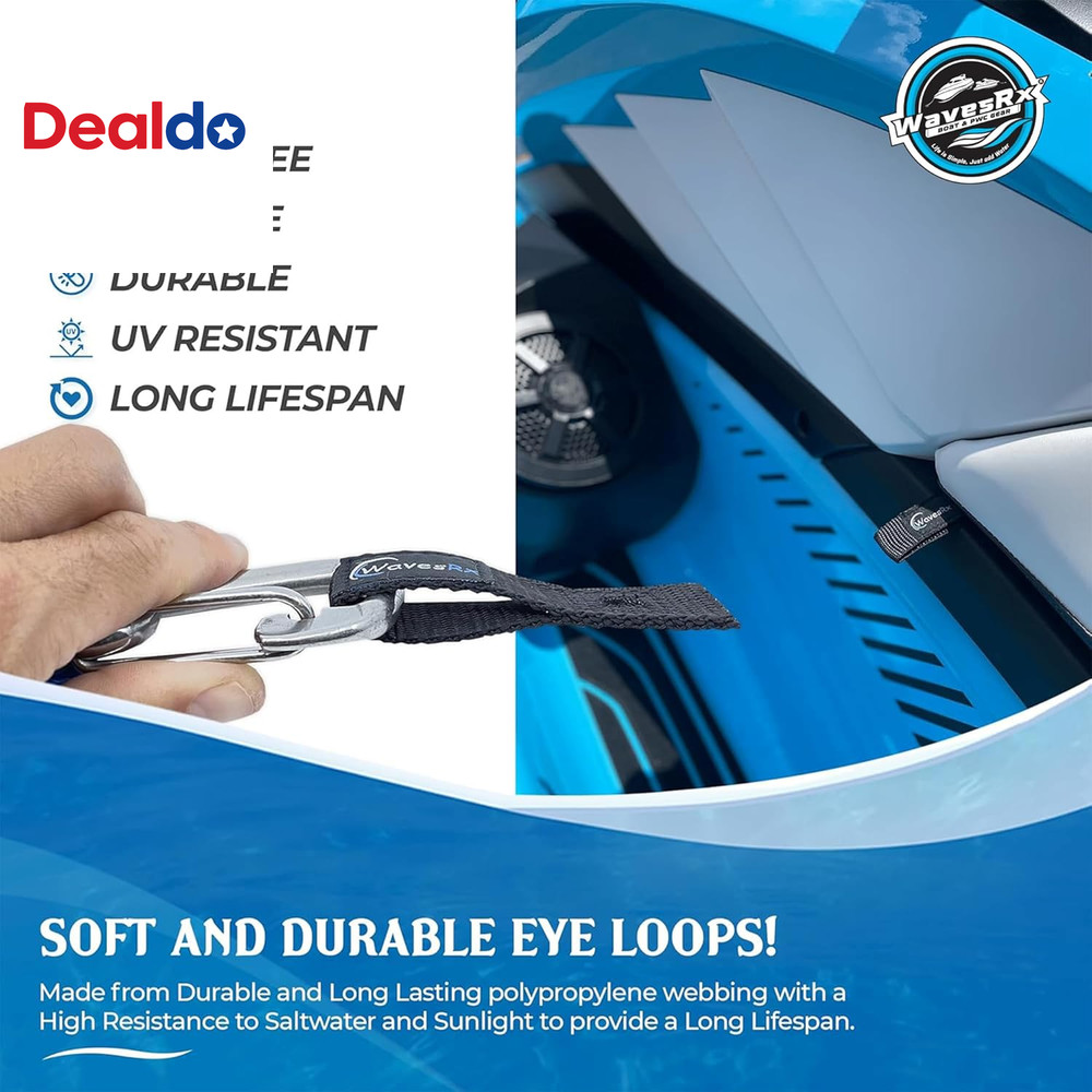 Soft Loops Jet Ski Cleats | Secure Loop Straps for Attaching Docking Bumpers, Fe
