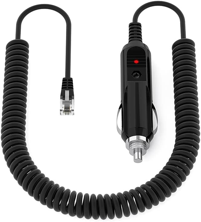 Compact Radar Detector Power Cord - Cigarette Lighter Adapter with Elastic Cable