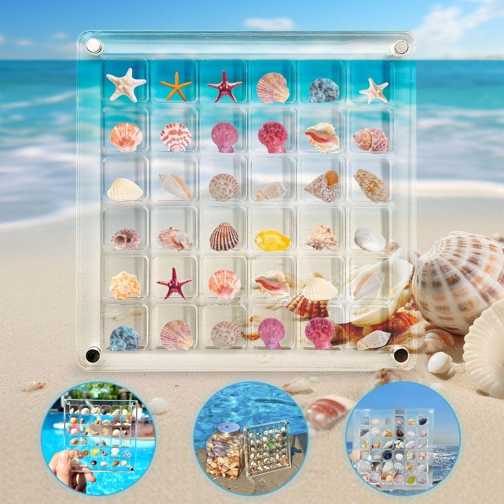 Clear Acrylic Shadow Box, 36 Grids Display Shelf For Small Collectibles