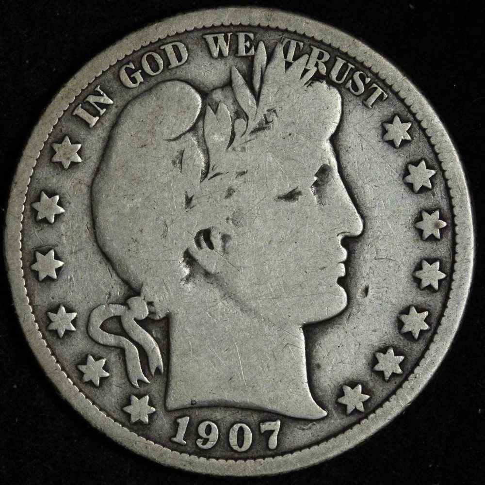 1907 Barber Silver Half Dollar VG E273 TZCE
