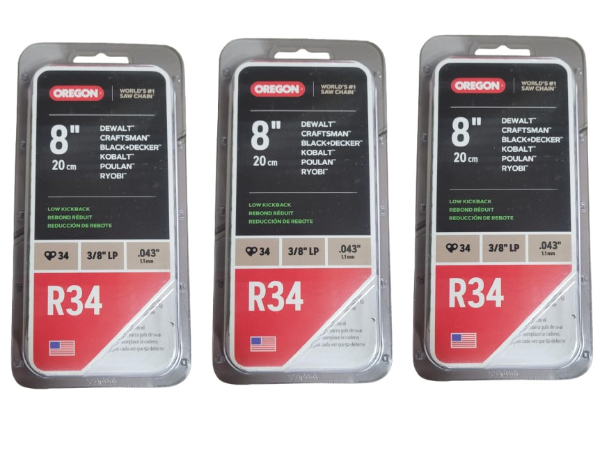 3-PACK Oregon 8" Polesaw Chain R34