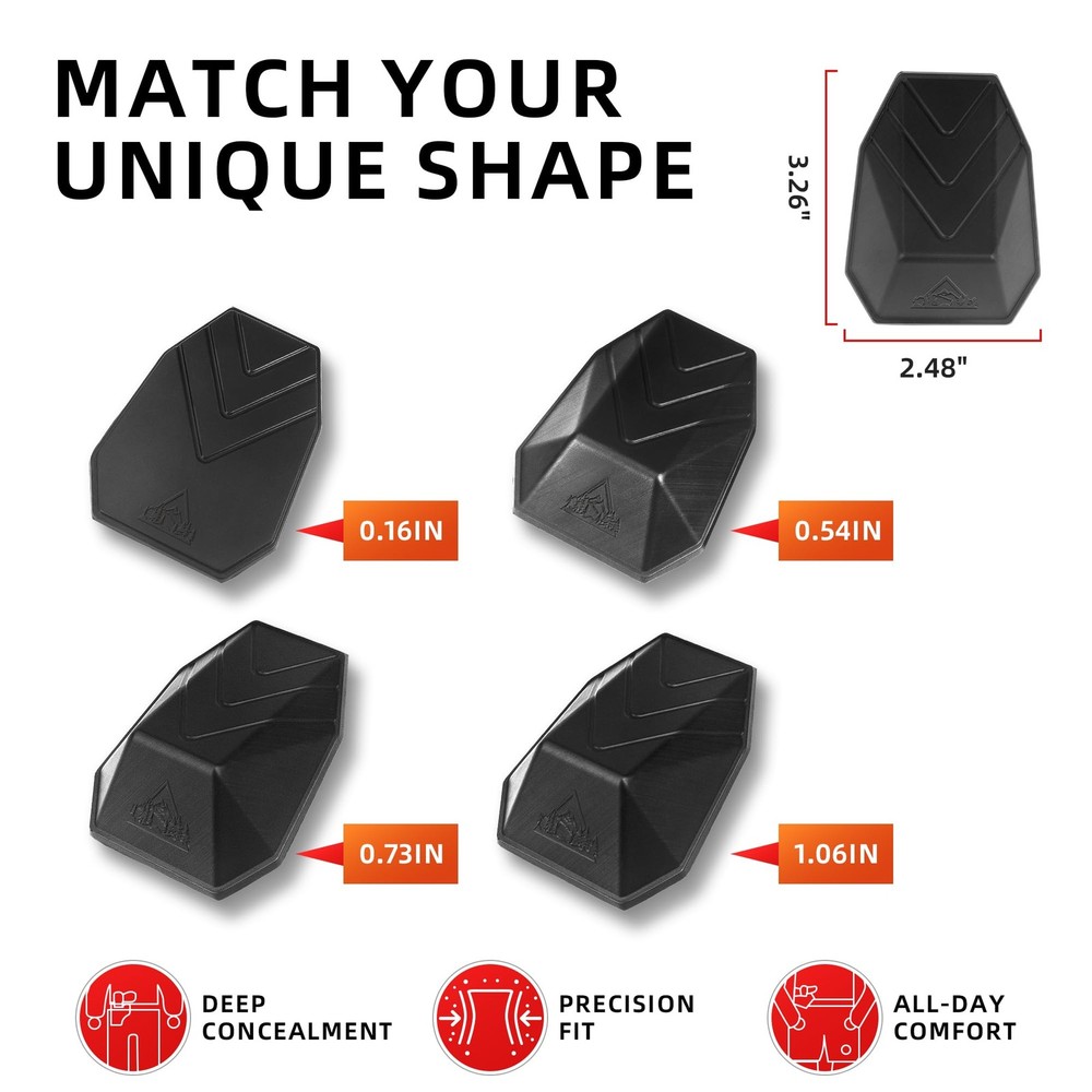 Holster Wedge Kit, 4 Sizes for Enhanced Comfort and Multiple Sizes, Black