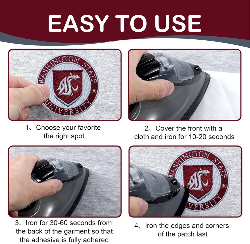 Washington State University Logo Iron On Patch - Sew Patch - Embroidered Patch