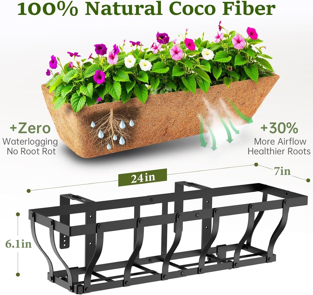 Railing Planter Boxes Heavy Duty Window Box Planters Adjustable Balcony Planters