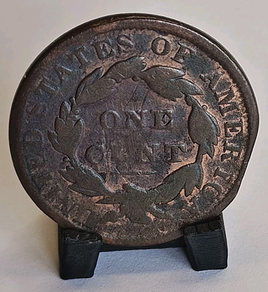 1831 Coronet Head Large Cent • Straight Clipped Planchet Error • AG/G
