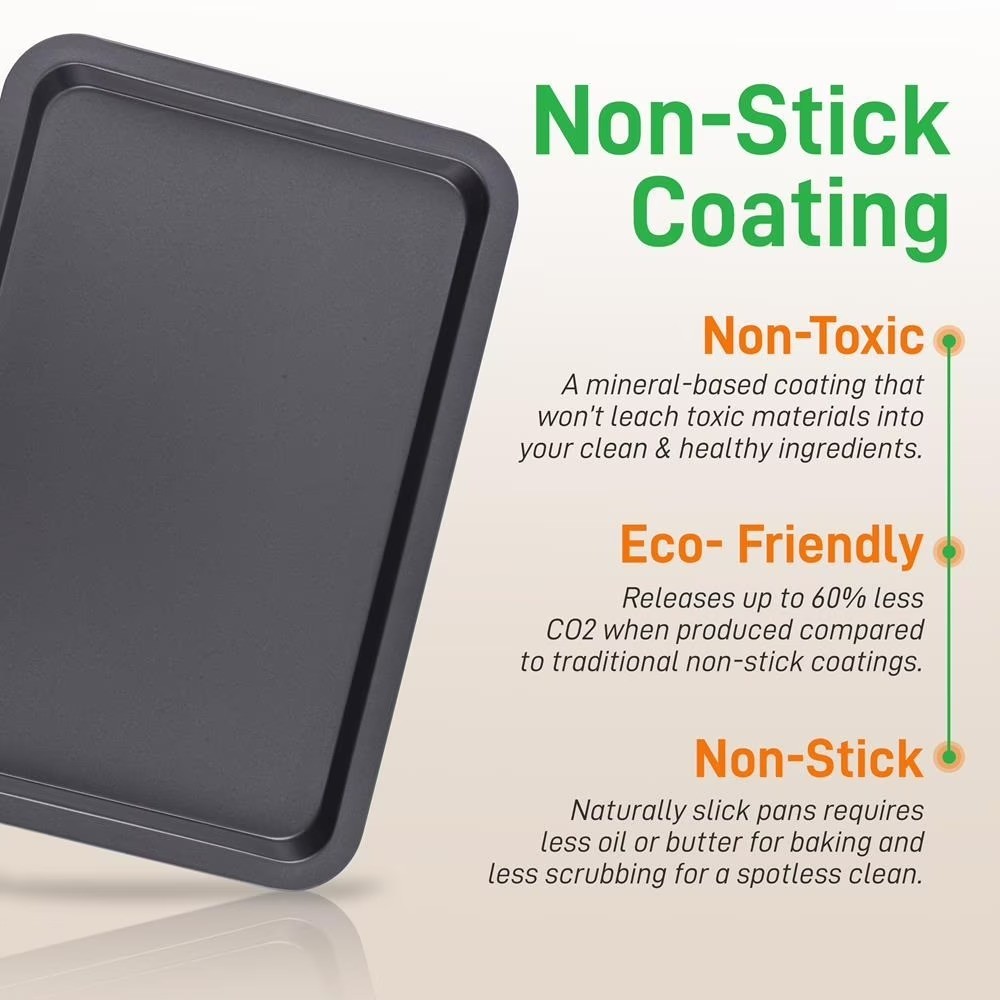 3-Pc Non-Stick Baking Trays, Cookie Sheet - One Size