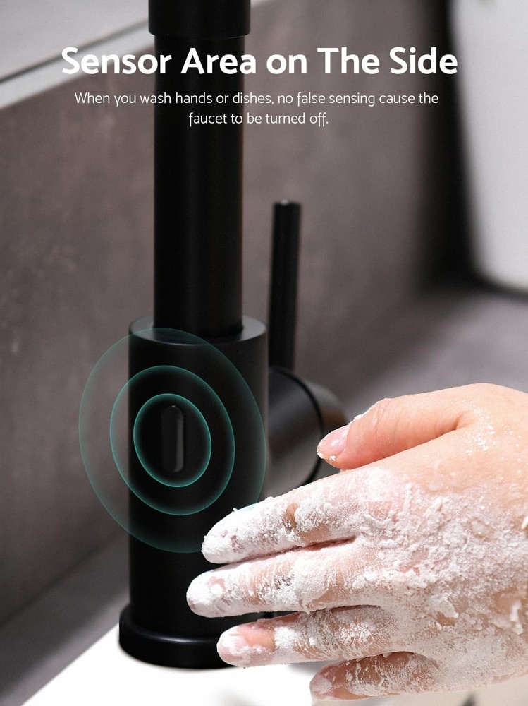 Matte Black Touchless Kitchen Faucet with Pull Down Sprayer - Motion Sensor B...