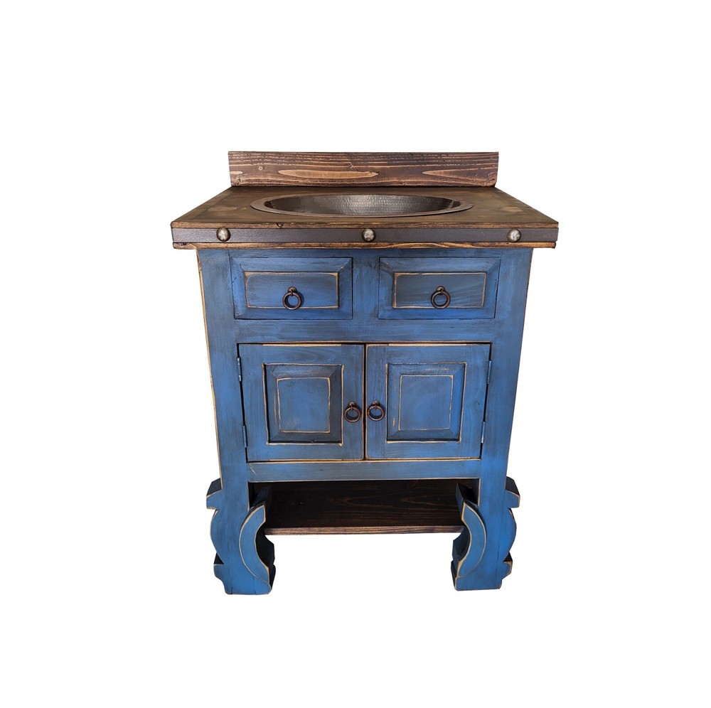 Delano Rustic Blue Washed Bathroom Vanity