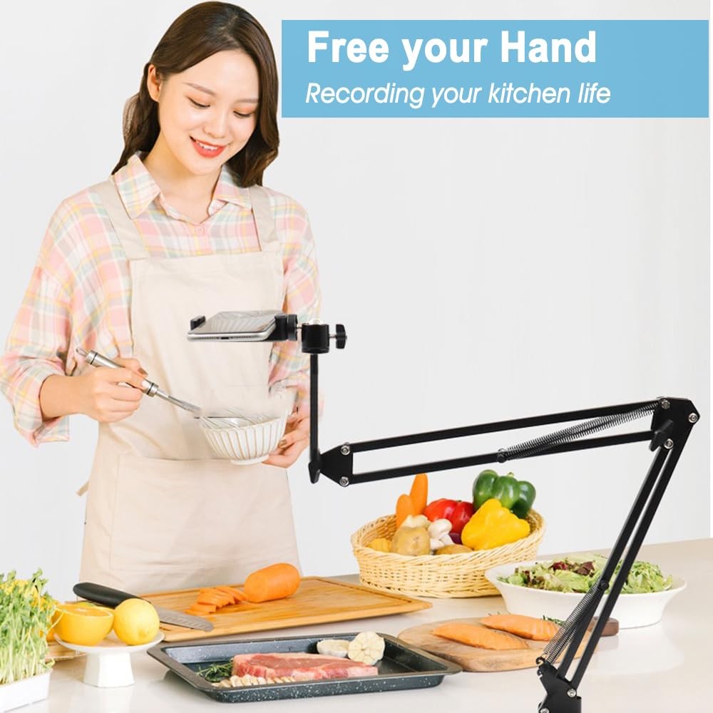 Overhead Tripod Mount for Camera Webcam Ring Light, Long Over Head 01-Black