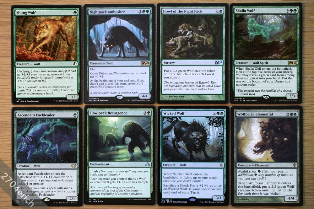 Set 8 Different Rare & Uncommon Wolf Creatures Magic MTG Commander Group Wolves