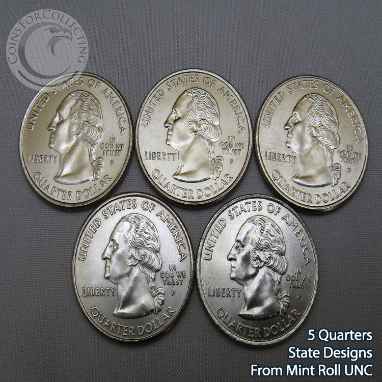 2006-P WASHINGTON STATE QUARTER SET PHILLY - 5 Designs from Mint Rolls UNC
