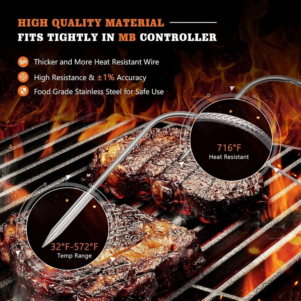 2-Pack Masterbuilt Meat Probe Set - Precision Grill Thermometers with Clips