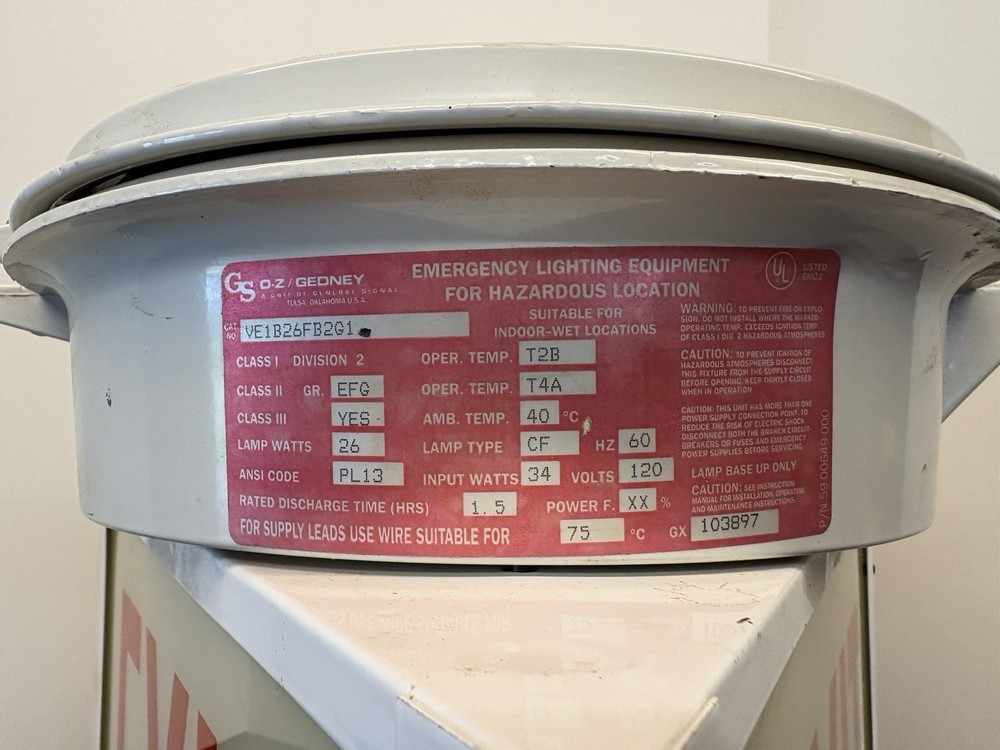 HAZARDOUS CONDITION EXIT LIGHT 3 SIDED