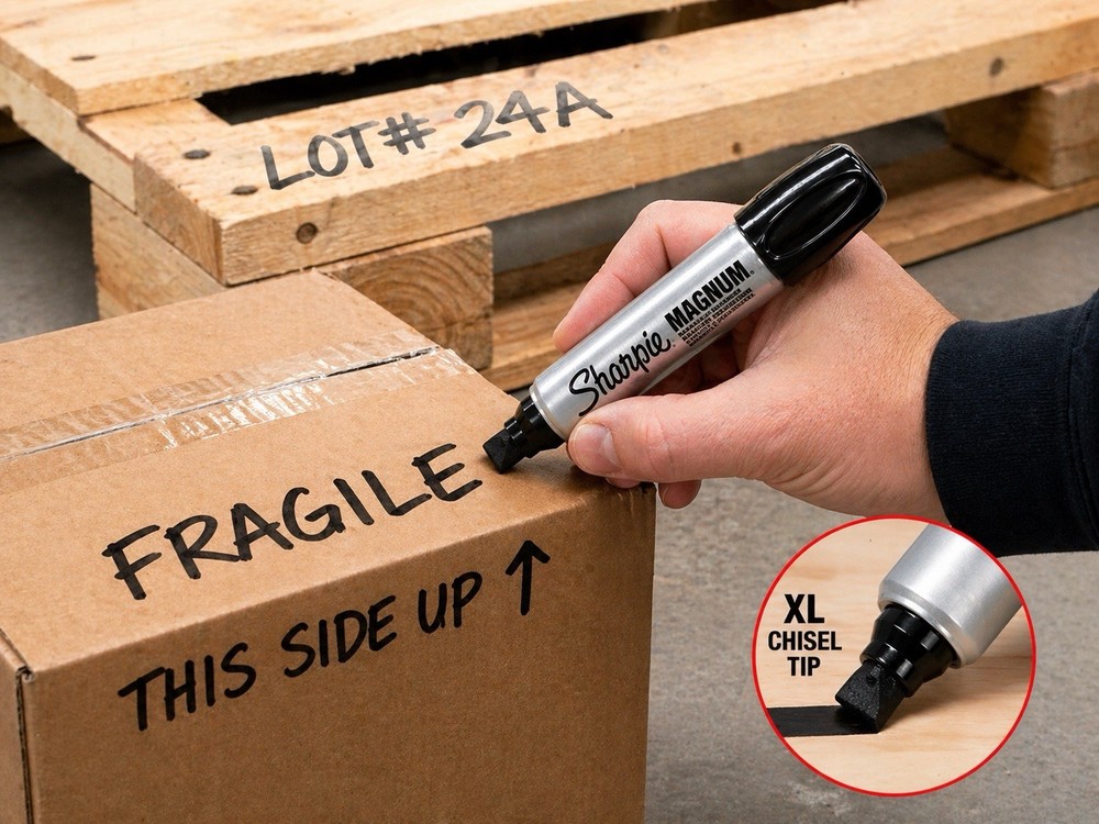 Sharpie Magnum Marker 2 Pack Black & Red XL Chisel Tip Permanent Markers