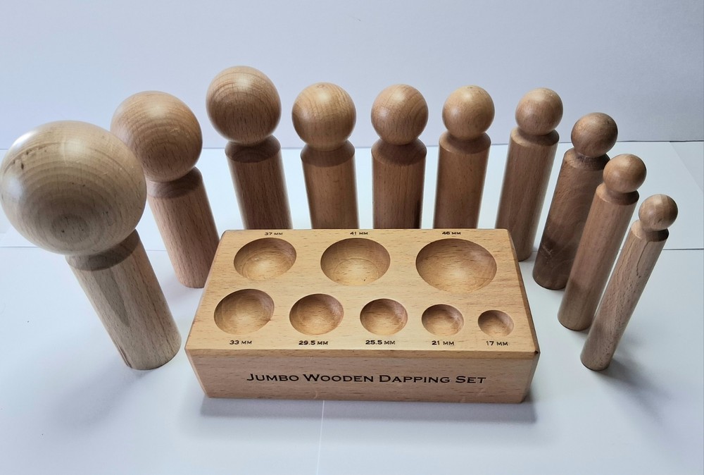 Jumbo Wooden Dapping Set, Includes 10 Daps For Jewelry Making