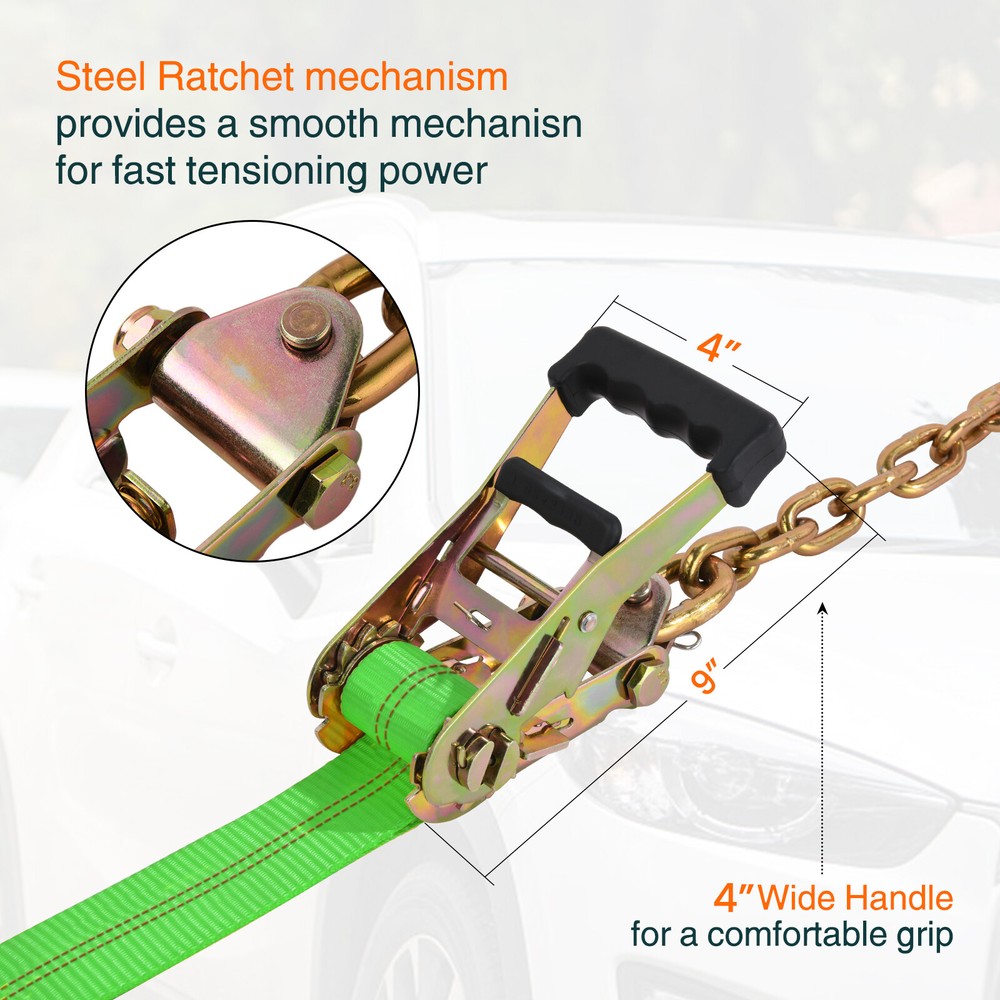 6 Pack Car Tie Down Straps Heavy Duty 10,000 lbs for Trailers Wheel Tow Ratchet