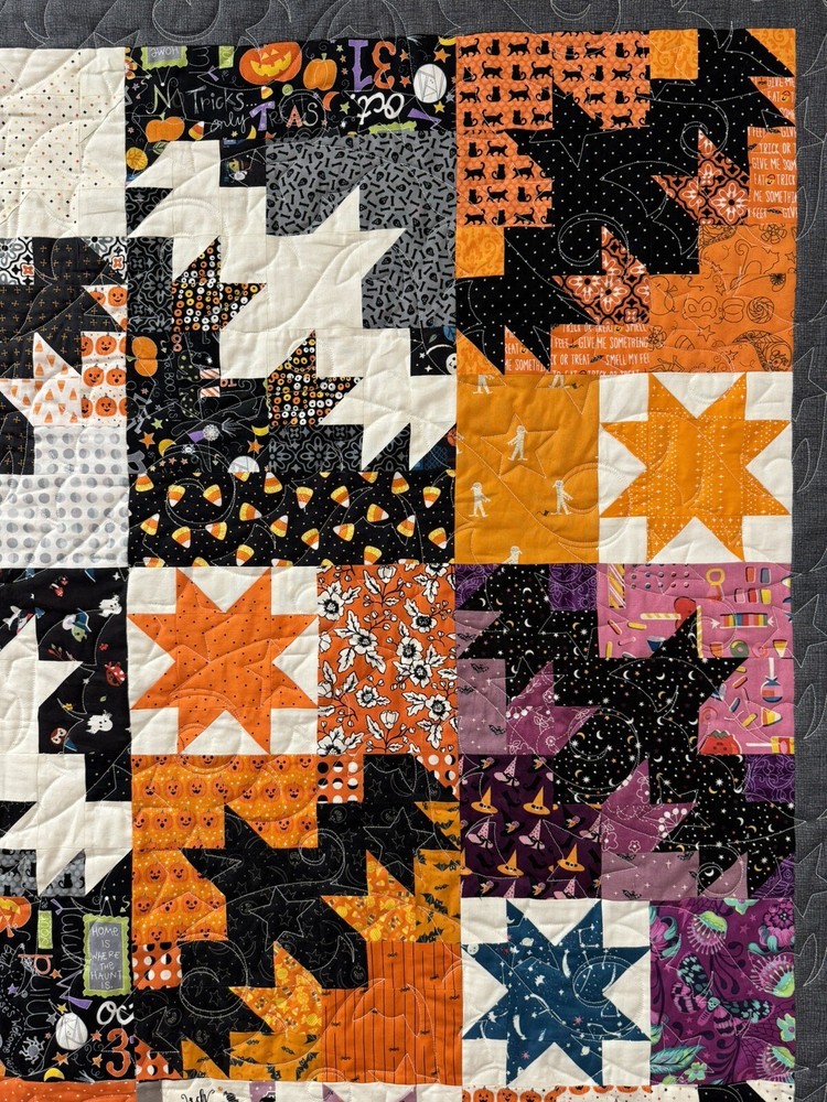 Night Flight ~ BasicGrey Quilt Pattern ~ Halloween bats stars pieced Basic Grey