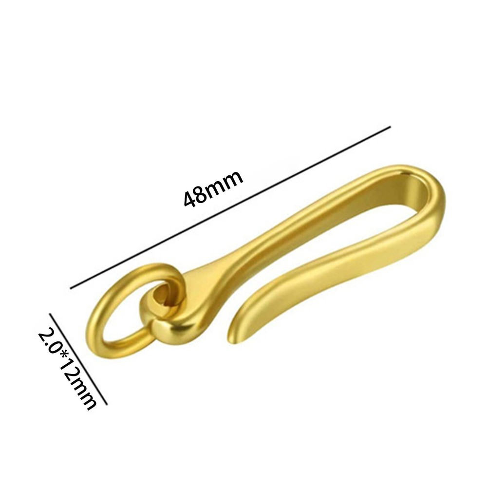 1PC Solid Brass U Hook Key Loop Pocket Clip with Ring Simple Style Car Keychain