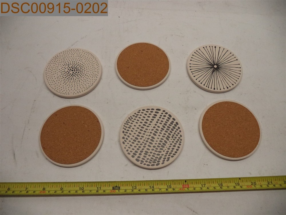 Pandoza Absorbent Ceramic Stone Coasters, 6 pack, Gray