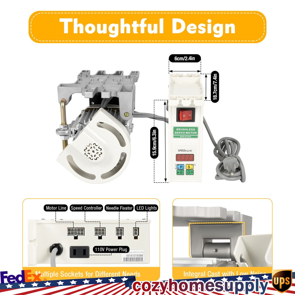 Brushless Sewing Machine Servo Motor 600W Energy Saving