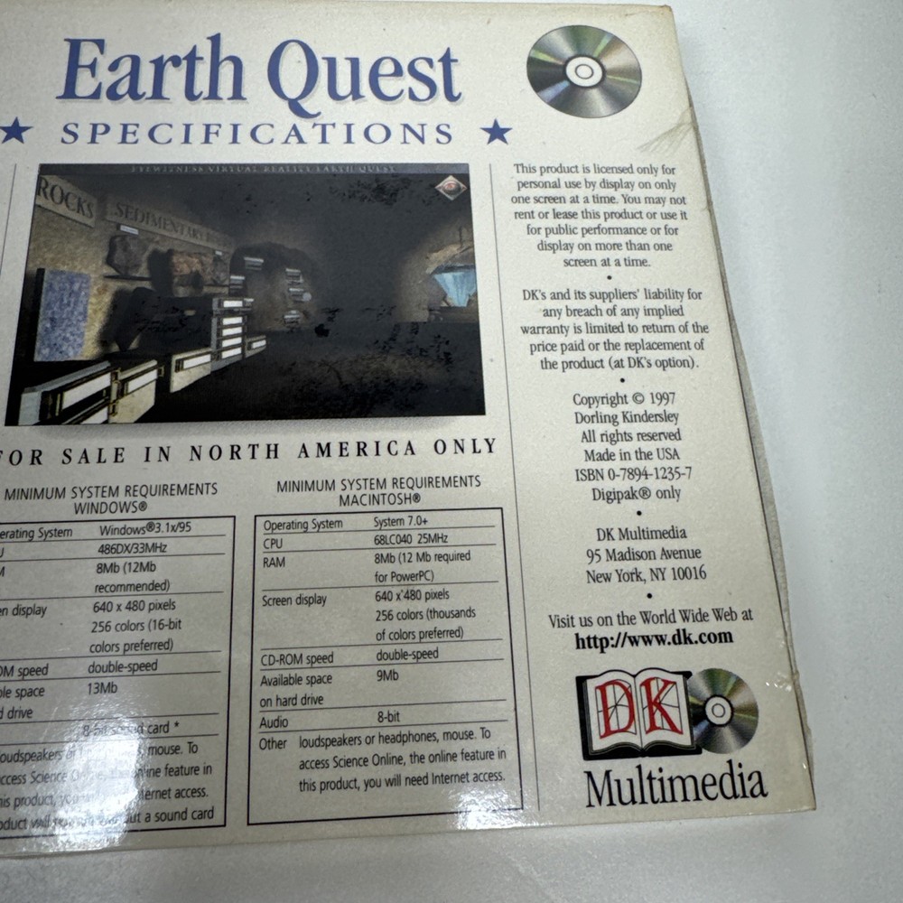 Earth Quest CD ROM Interactive Learning DK Scholastic (New Sealed)