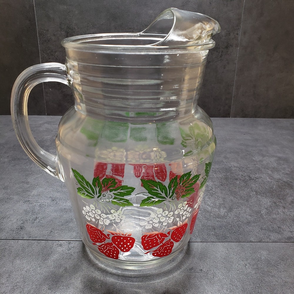 Strawberry Design Libbey Glass Co Pitcher