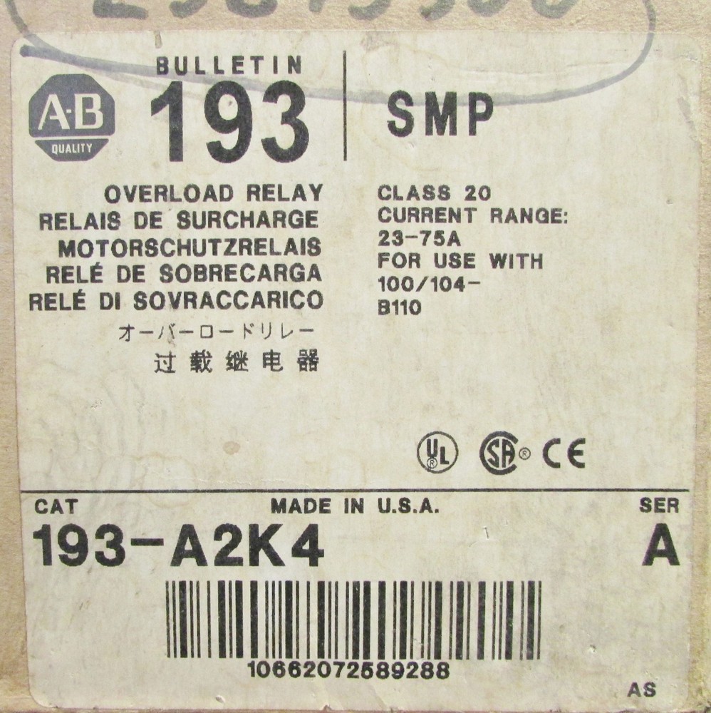 ALLEN BRADLEY 193 A2K4 Overload Relay