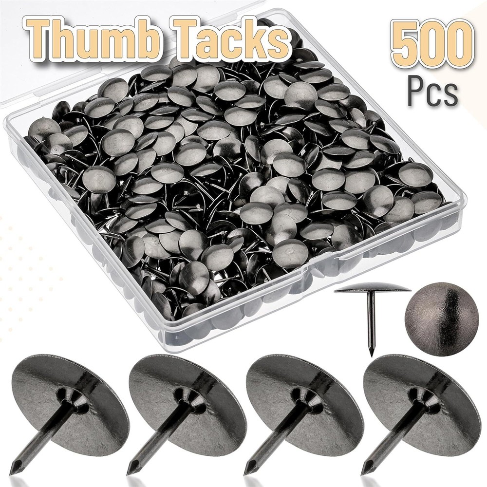 Mr. Pen- Thumb Tacks, 500 Pack, Black, Flat Push Pins, Thumbtack, Black