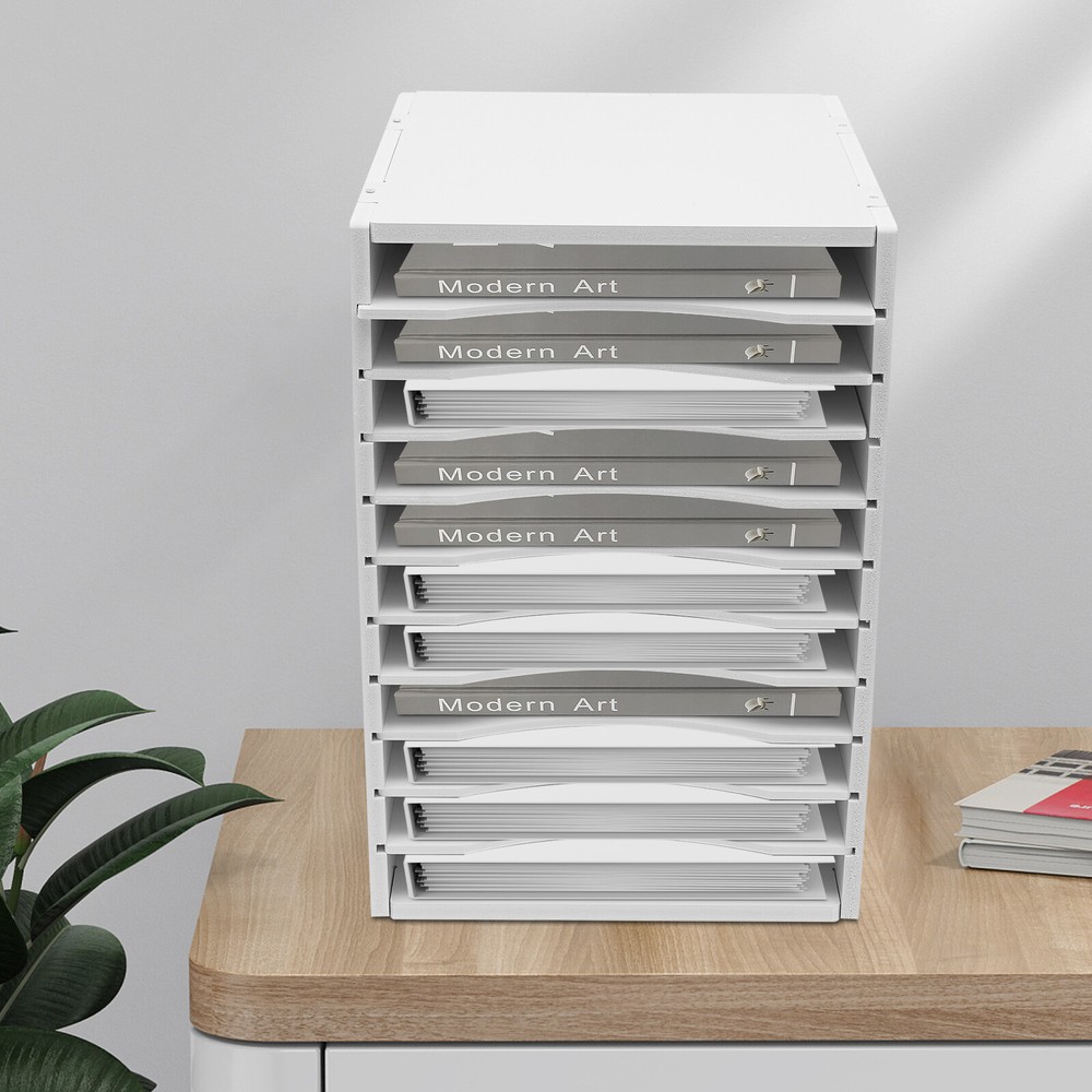 Multi-functional Organizer 11 Compartment File Sorter Paper Storage Holder White