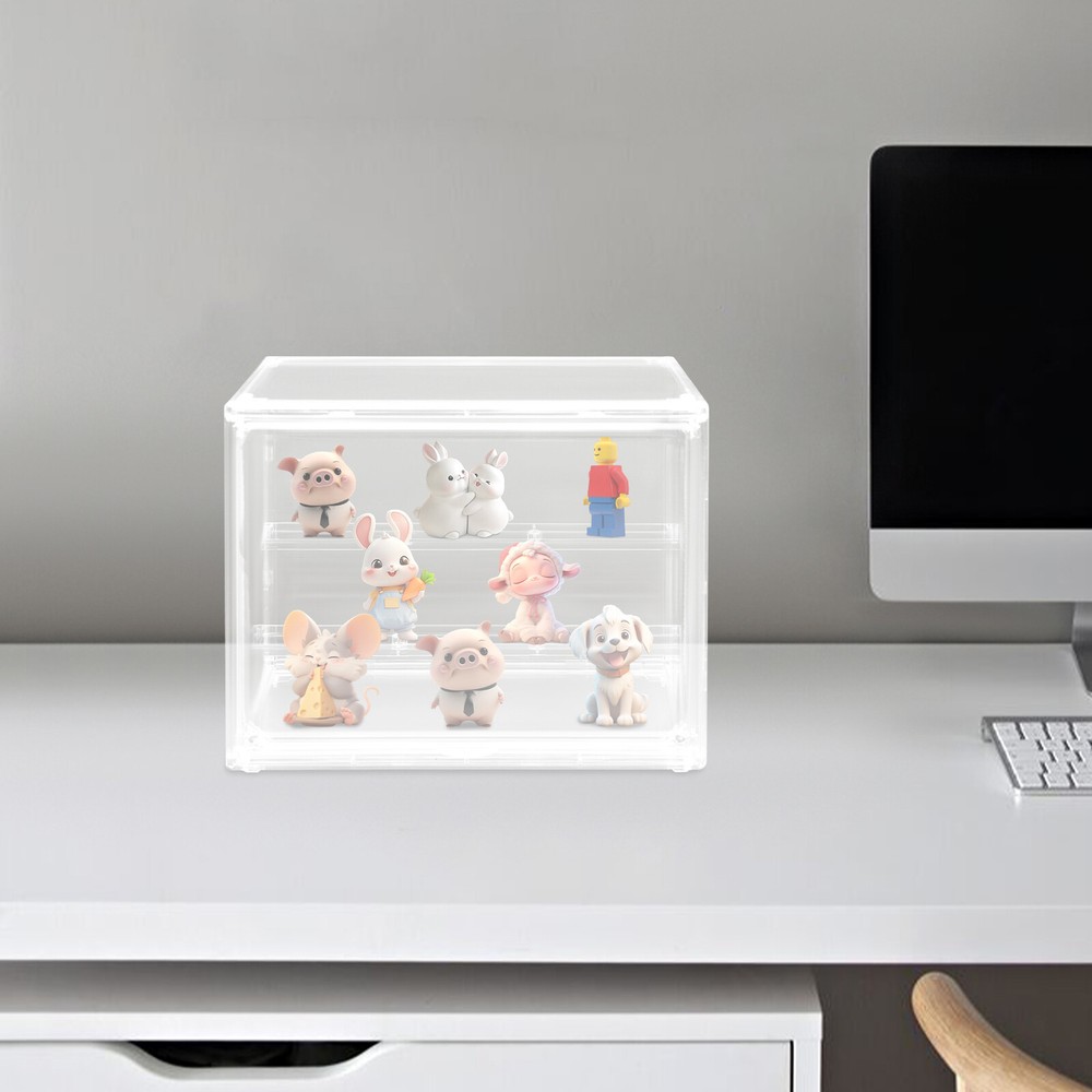 Step-layering Clear Display Case PET Tabletop Storage Box Figurines Display Box