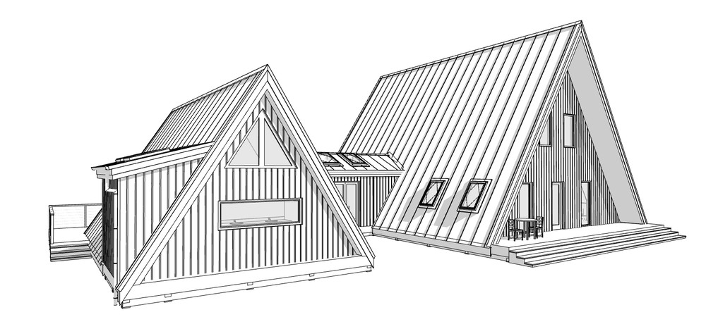 80'x60' Double A-Frame 4 Bed, 3 Bath Architectural Build Plans PDF Download