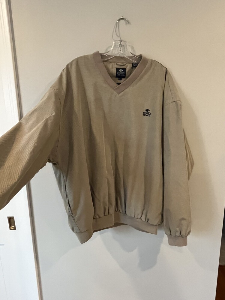 Pebble Beach Golf Jacket Large Tan Pullover Windbreaker Men